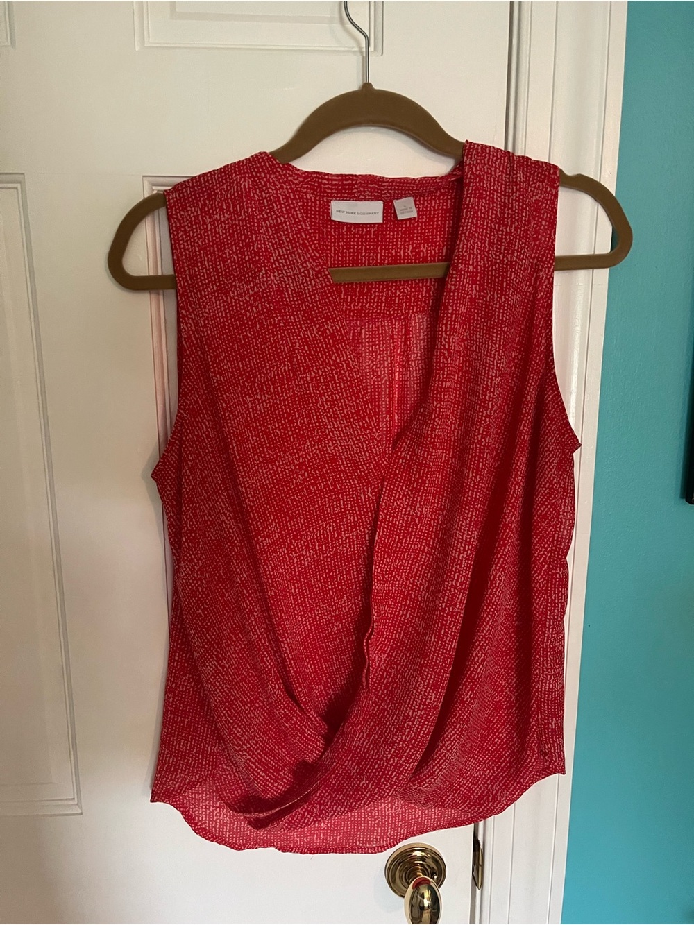 New York & Company Red Sleeveless Crossover Camisole